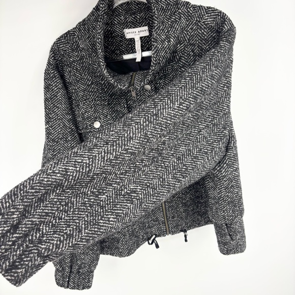 APIECE APART Selva Herringbone Crop Bomber Jacket
Size Large Black White Wool - Picture 9 of 12